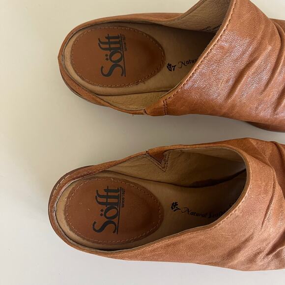 Sofft 'Netta' Sandal Women's 6 M Tan Leather Slip On Open Toe Comfort - Picture 4 of 8